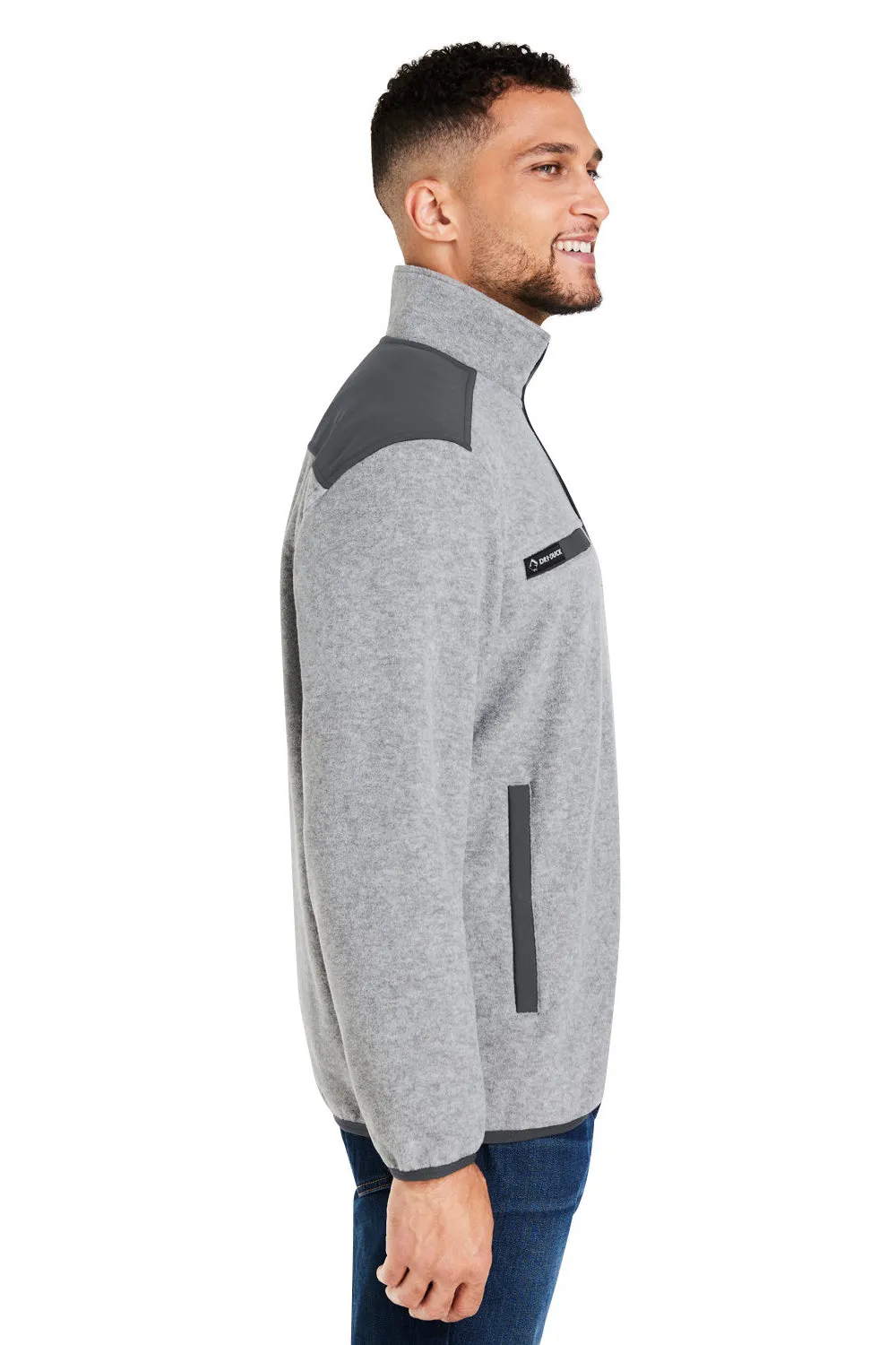 Dri Duck Mens Ranger Melange UPF 50  Fleece Sweatshirt w/ Pockets - Platinum Grey