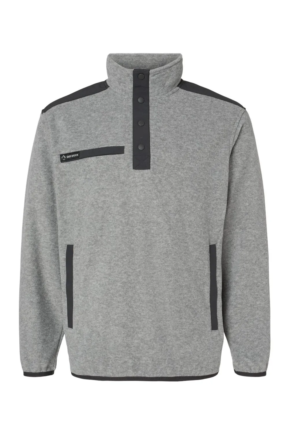 Dri Duck Mens Ranger Melange UPF 50  Fleece Sweatshirt w/ Pockets - Platinum Grey