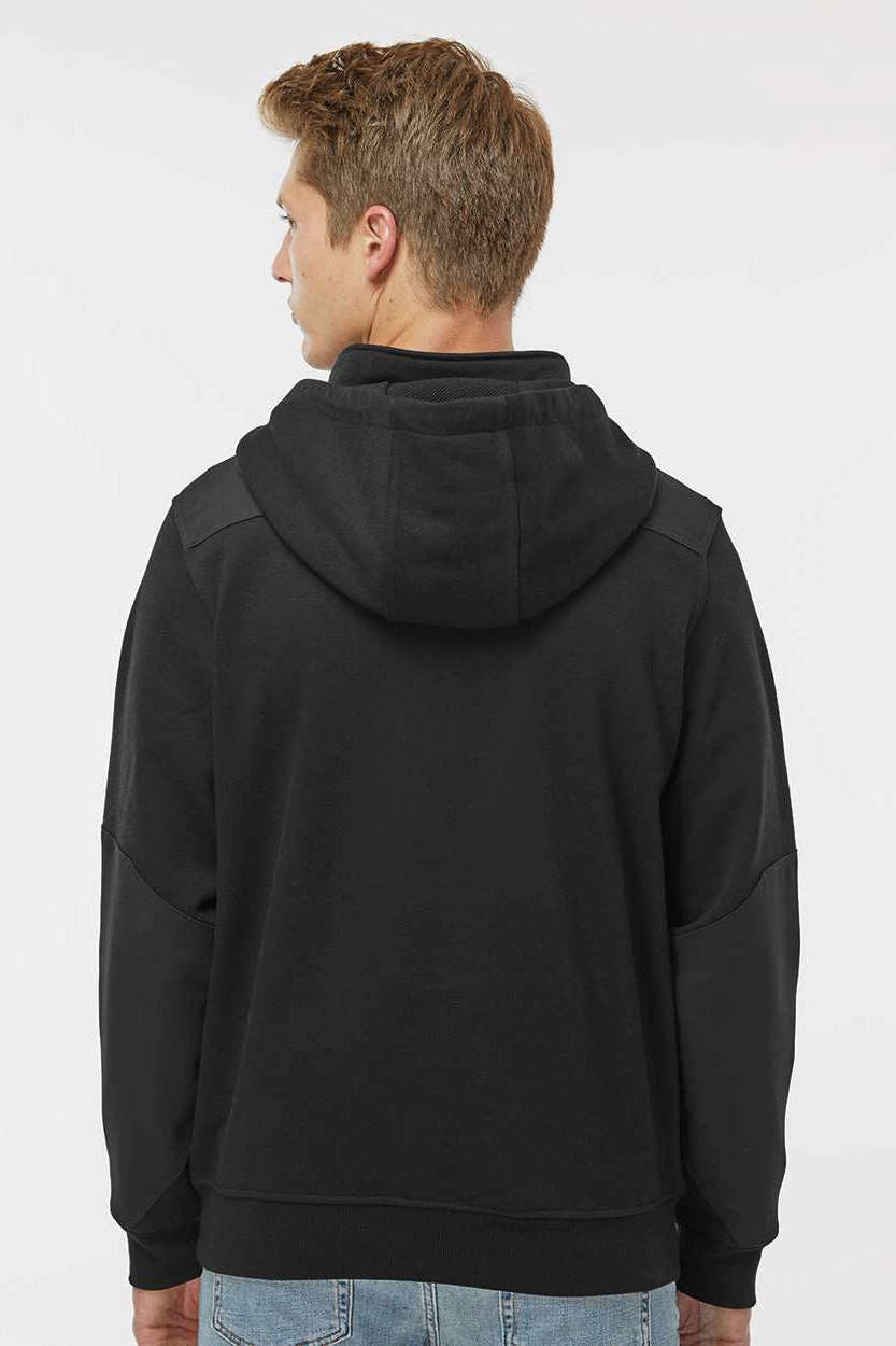 Dri Duck Mens Mission Fleece Water Resistant 1/4 Zip Hooded Sweatshirt Hoodie w/ Pouch Pocket - Black