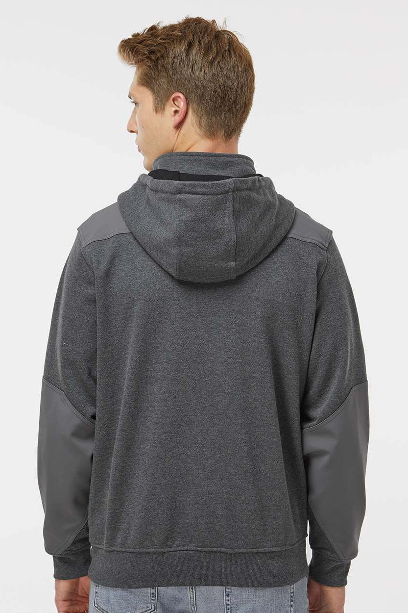 Dri Duck Mens Mission Fleece Water Resistant 1/4 Zip Hooded Sweatshirt Hoodie w/ Pouch Pocket - Dark Oxford Grey