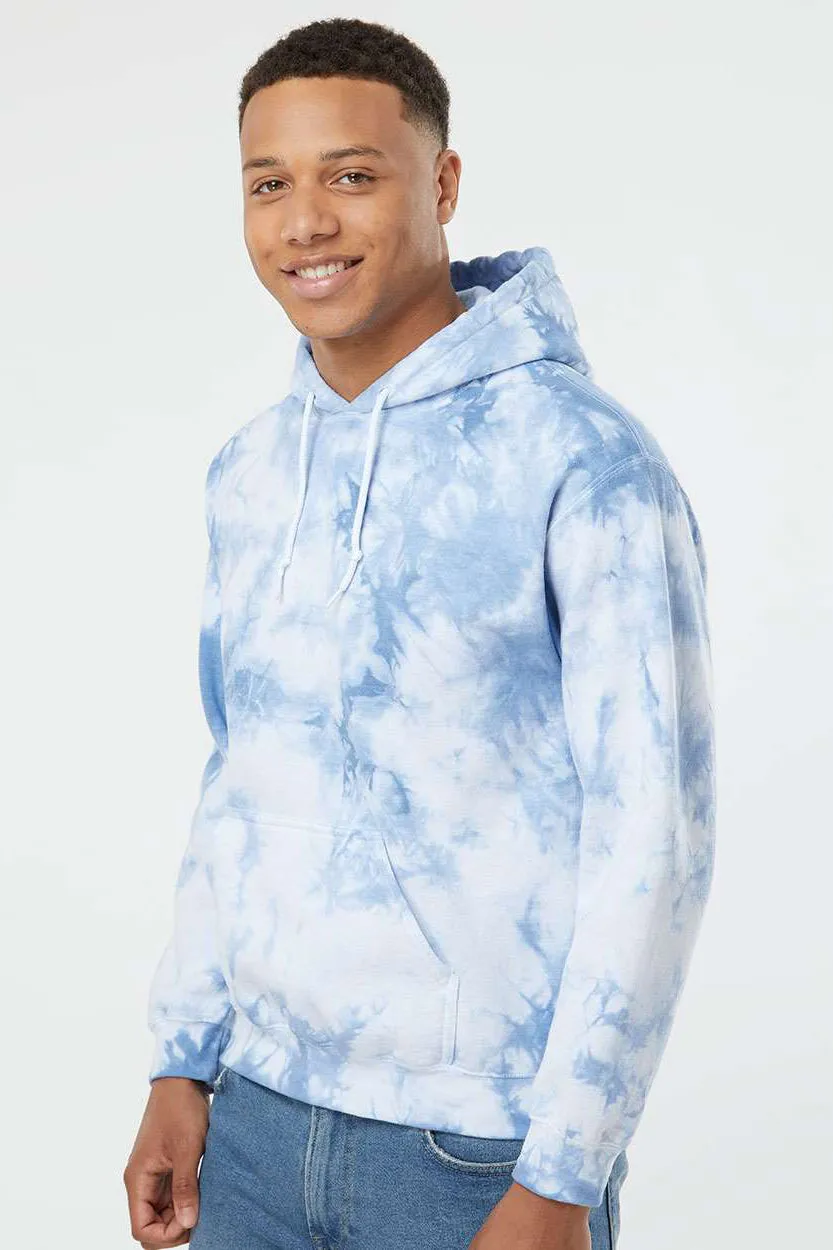 Dyenomite Mens Blended Tie Dyed Hooded Sweatshirt Hoodie w/ Pouch Pocket - Cloudy Sky Crystal - Closeout