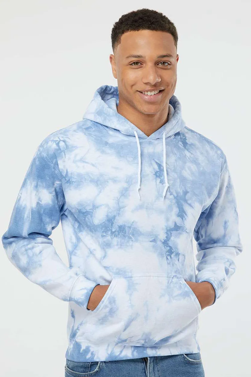 Dyenomite Mens Blended Tie Dyed Hooded Sweatshirt Hoodie w/ Pouch Pocket - Cloudy Sky Crystal - Closeout