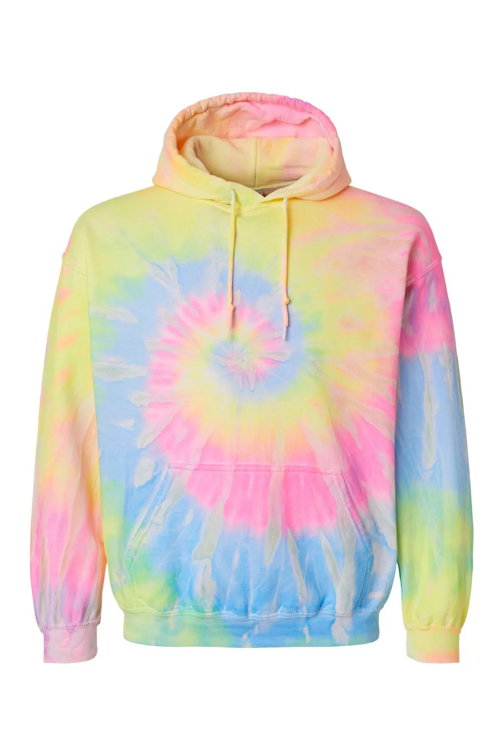 Dyenomite Mens Blended Tie Dyed Hooded Sweatshirt Hoodie w/ Pouch Pocket - Dayglo - Closeout