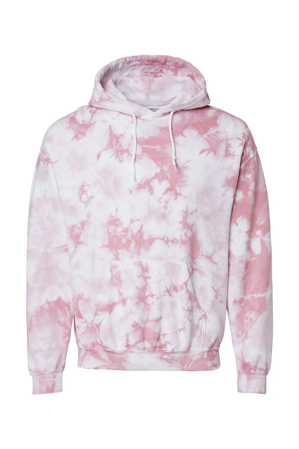 Dyenomite Mens Blended Tie Dyed Hooded Sweatshirt Hoodie w/ Pouch Pocket - Rose Crystal - Closeout