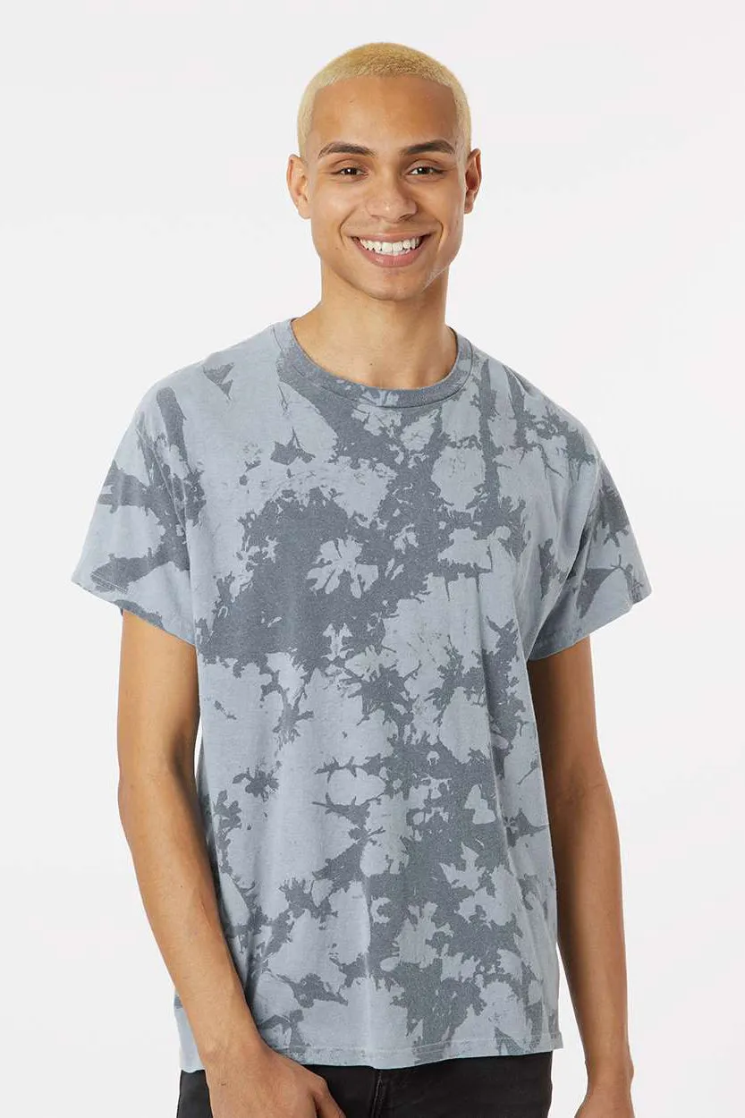 Dyenomite Mens Crush Tie Dyed Short Sleeve Crewneck T-Shirt - Hail - Closeout