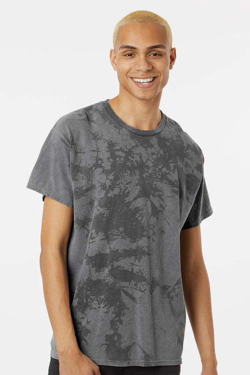 Dyenomite Mens Crush Tie Dyed Short Sleeve Crewneck T-Shirt - Obsidian - Closeout