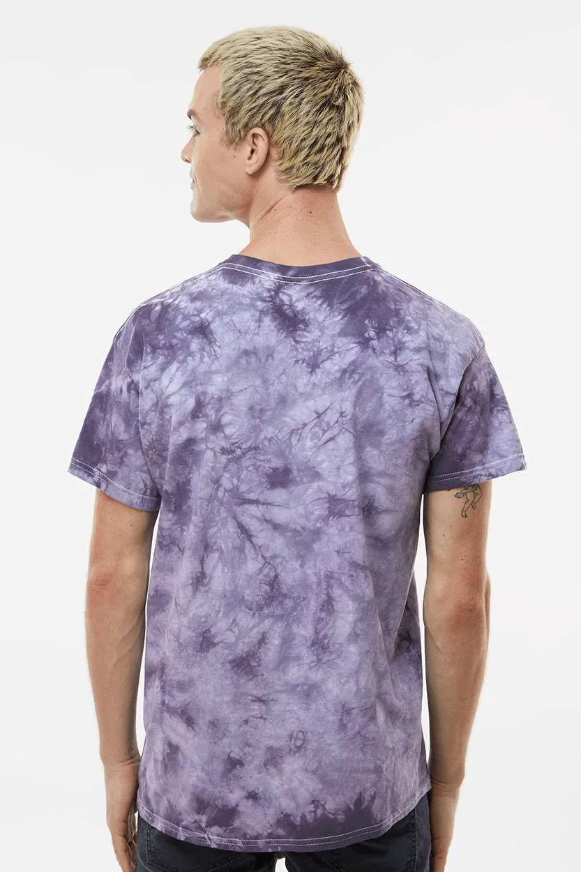 Dyenomite Mens Crystal Tie Dyed Short Sleeve Crewneck T-Shirt - Blackberry - Closeout
