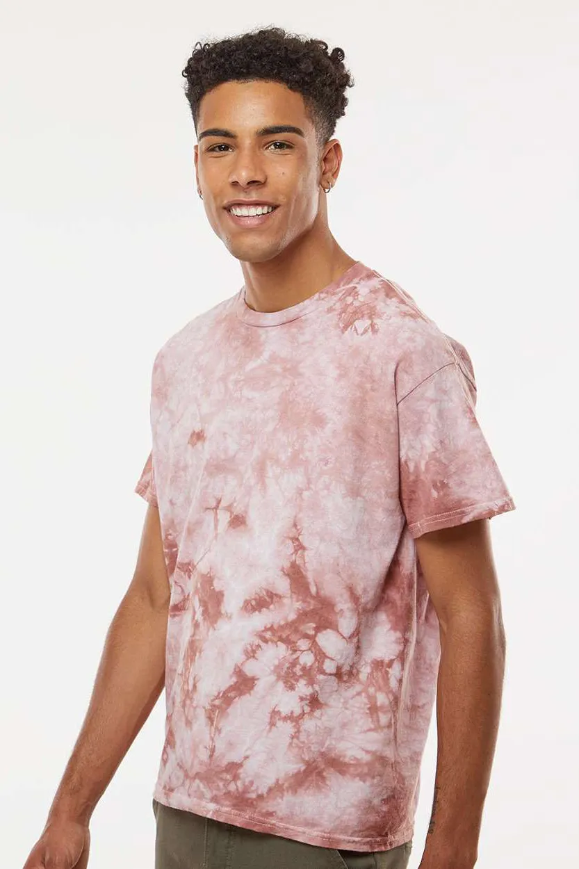 Dyenomite Mens Crystal Tie Dyed Short Sleeve Crewneck T-Shirt - Copper - Closeout