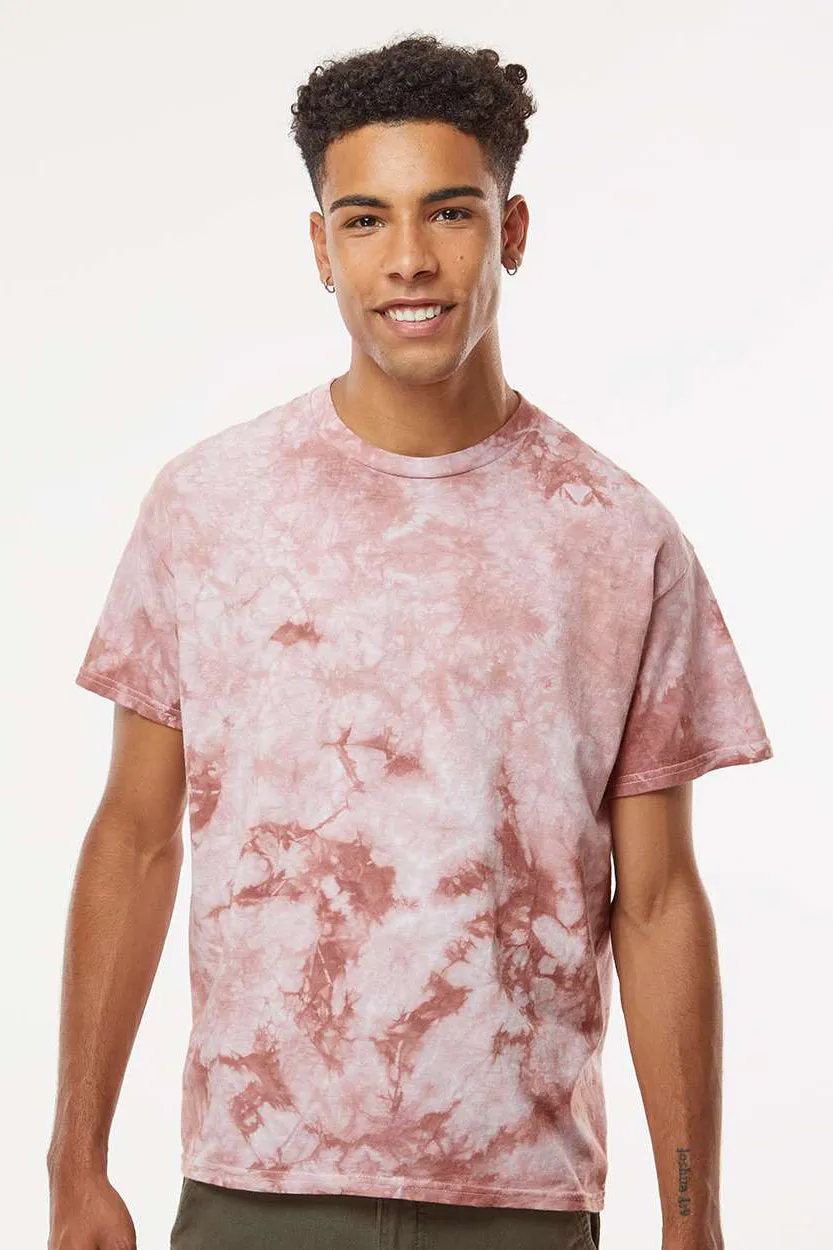 Dyenomite Mens Crystal Tie Dyed Short Sleeve Crewneck T-Shirt - Copper - Closeout