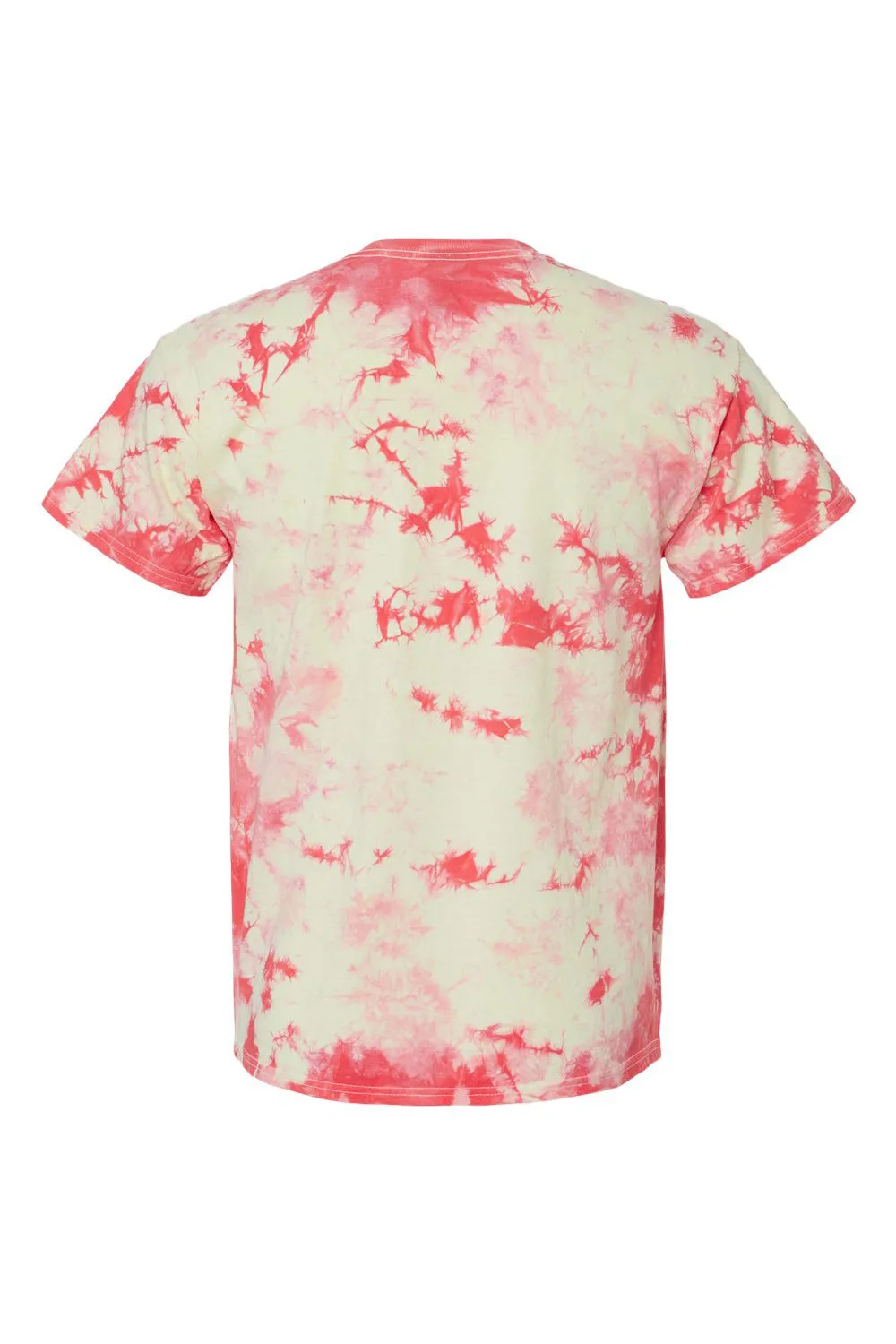 Dyenomite Mens Crystal Tie Dyed Short Sleeve Crewneck T-Shirt - Coral/Soft Yellow - Closeout