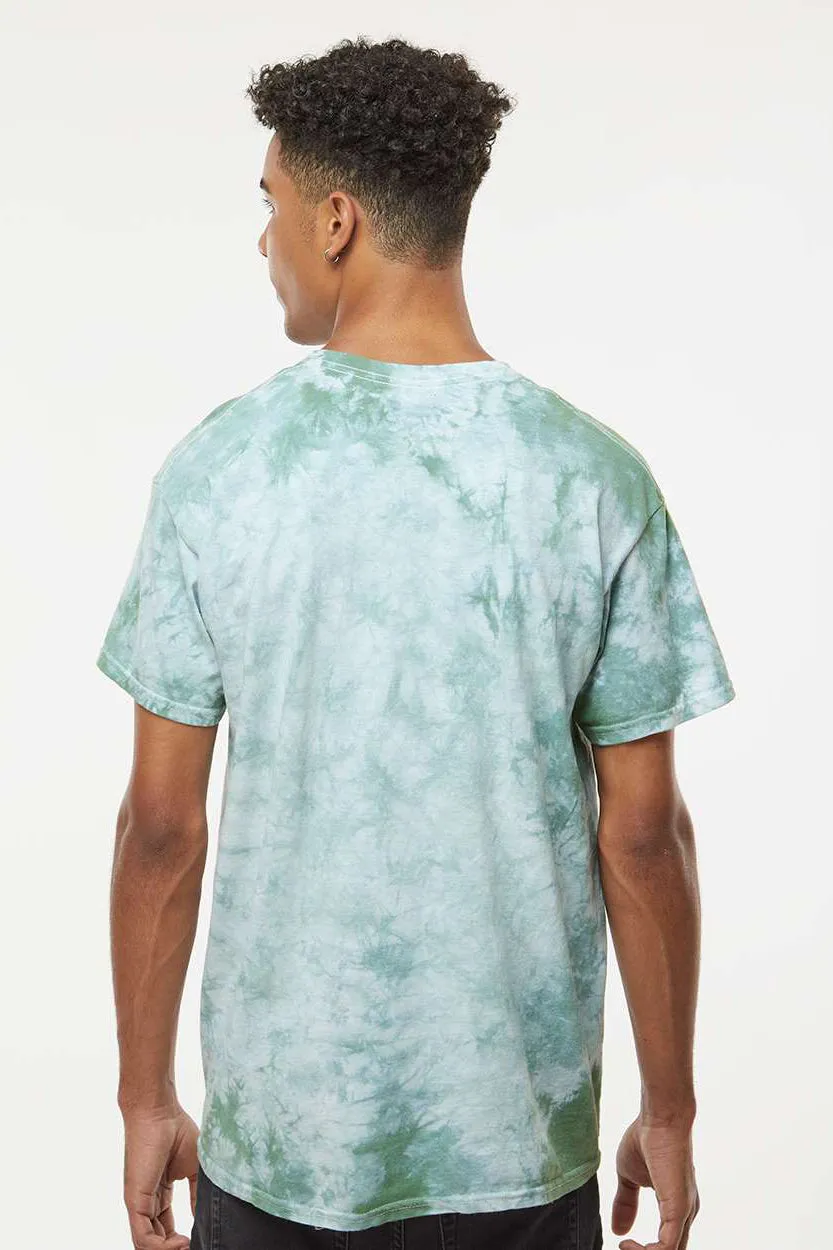 Dyenomite Mens Crystal Tie Dyed Short Sleeve Crewneck T-Shirt - Moss - Closeout