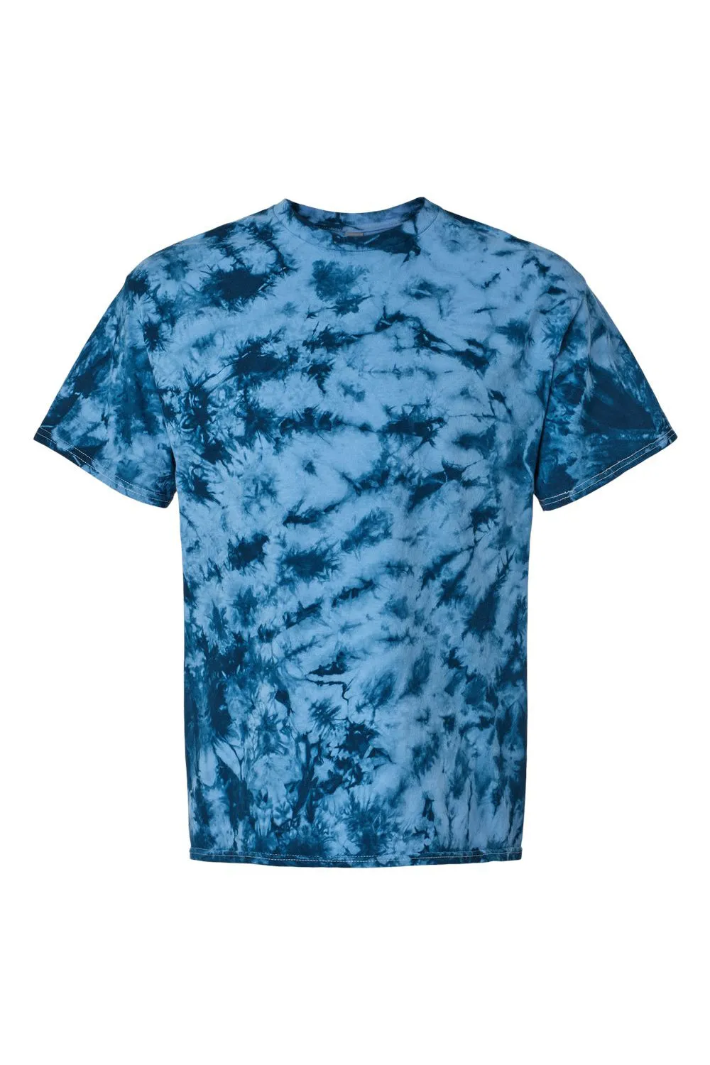 Dyenomite Mens Crystal Tie Dyed Short Sleeve Crewneck T-Shirt - Navy Blue/Columbia - Closeout