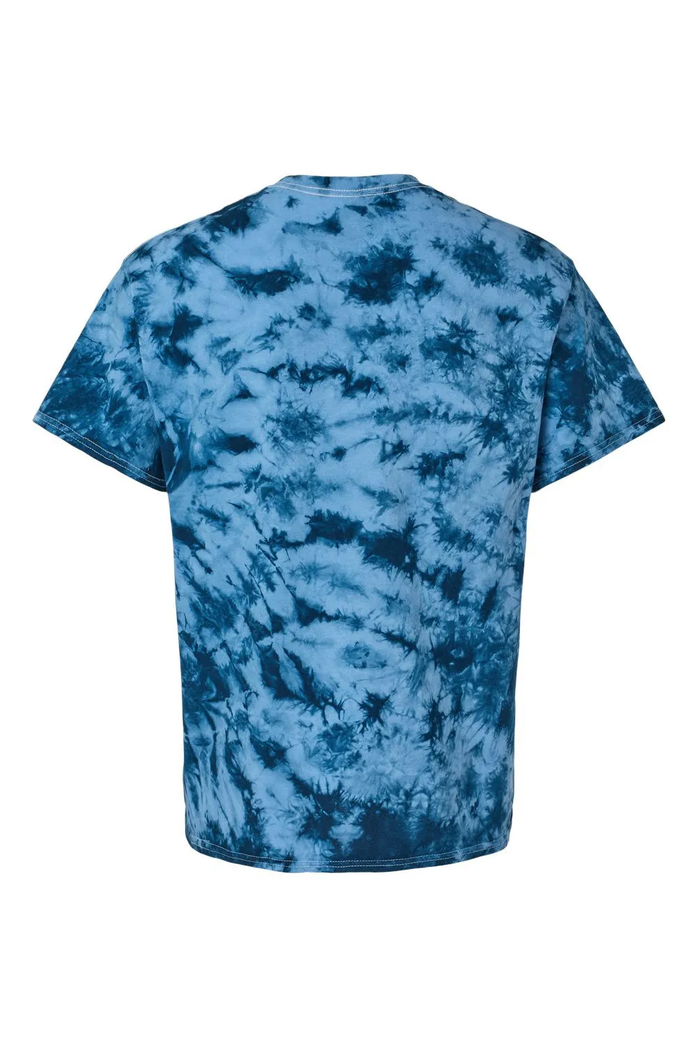 Dyenomite Mens Crystal Tie Dyed Short Sleeve Crewneck T-Shirt - Navy Blue/Columbia - Closeout