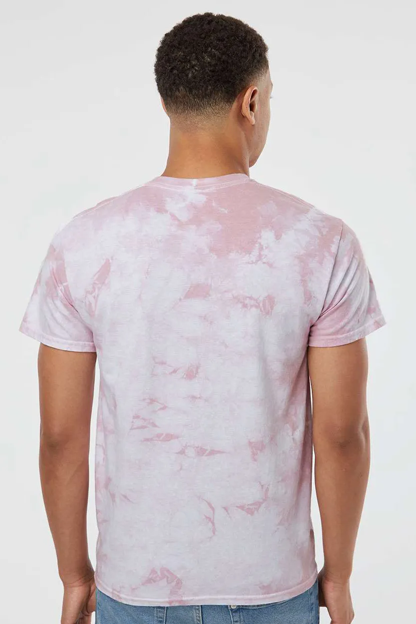 Dyenomite Mens Crystal Tie Dyed Short Sleeve Crewneck T-Shirt - Rose - Closeout