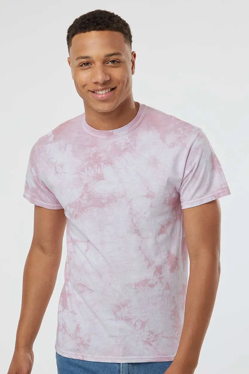 Dyenomite Mens Crystal Tie Dyed Short Sleeve Crewneck T-Shirt - Rose - Closeout