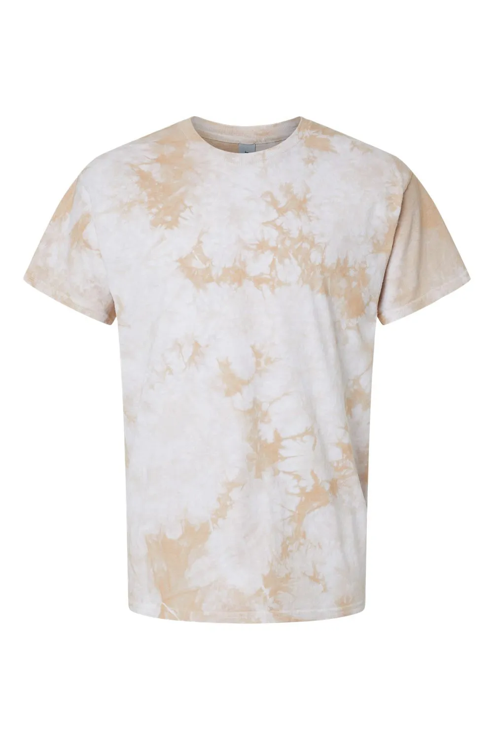 Dyenomite Mens Crystal Tie Dyed Short Sleeve Crewneck T-Shirt - Sand - Closeout