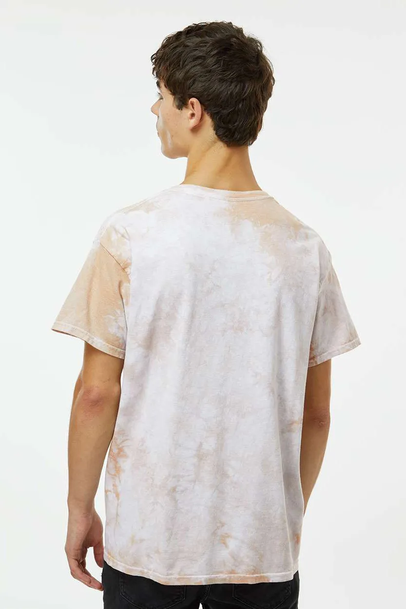 Dyenomite Mens Crystal Tie Dyed Short Sleeve Crewneck T-Shirt - Sand - Closeout