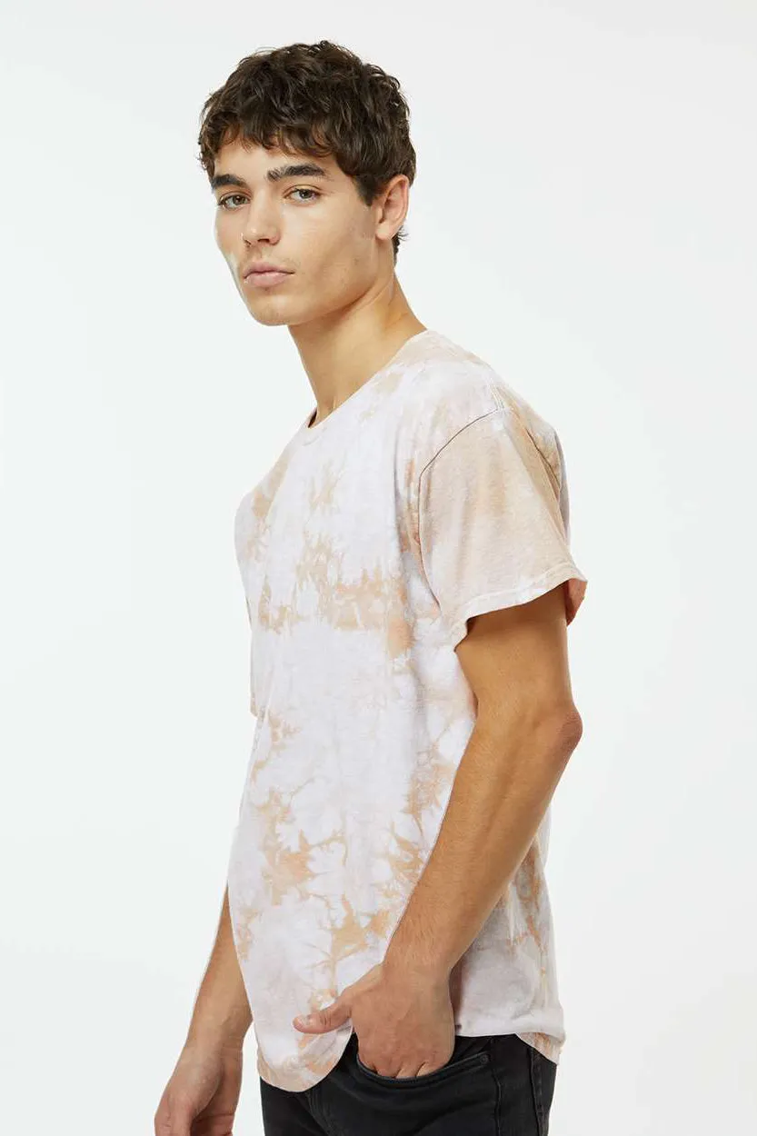 Dyenomite Mens Crystal Tie Dyed Short Sleeve Crewneck T-Shirt - Sand - Closeout