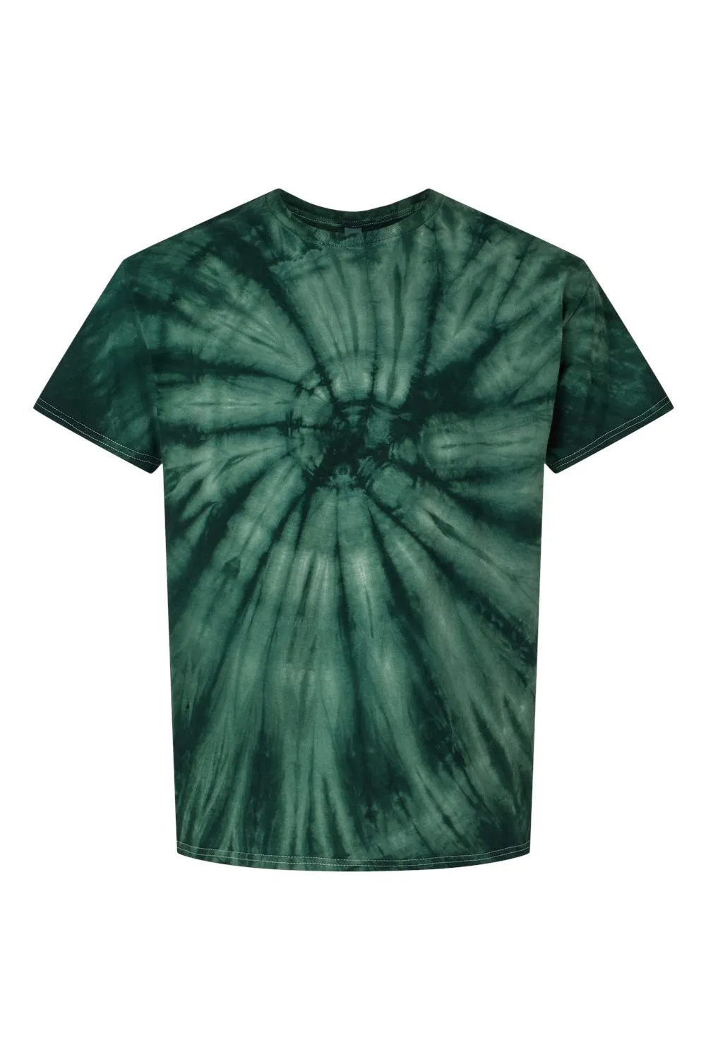 Dyenomite Mens Cyclone Pinwheel Tie Dyed Short Sleeve Crewneck T-Shirt - Forest Green - Closeout