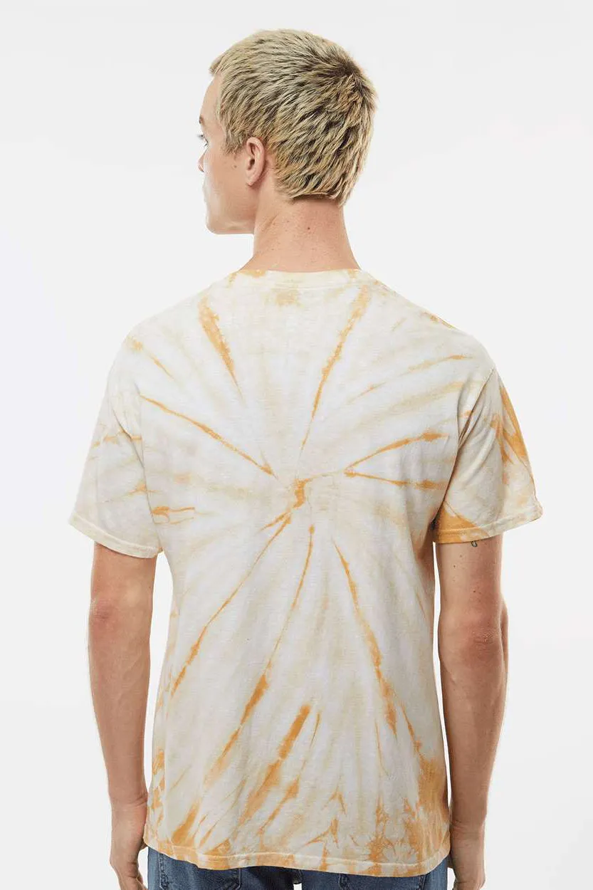 Dyenomite Mens Cyclone Pinwheel Tie Dyed Short Sleeve Crewneck T-Shirt - Honey - Closeout