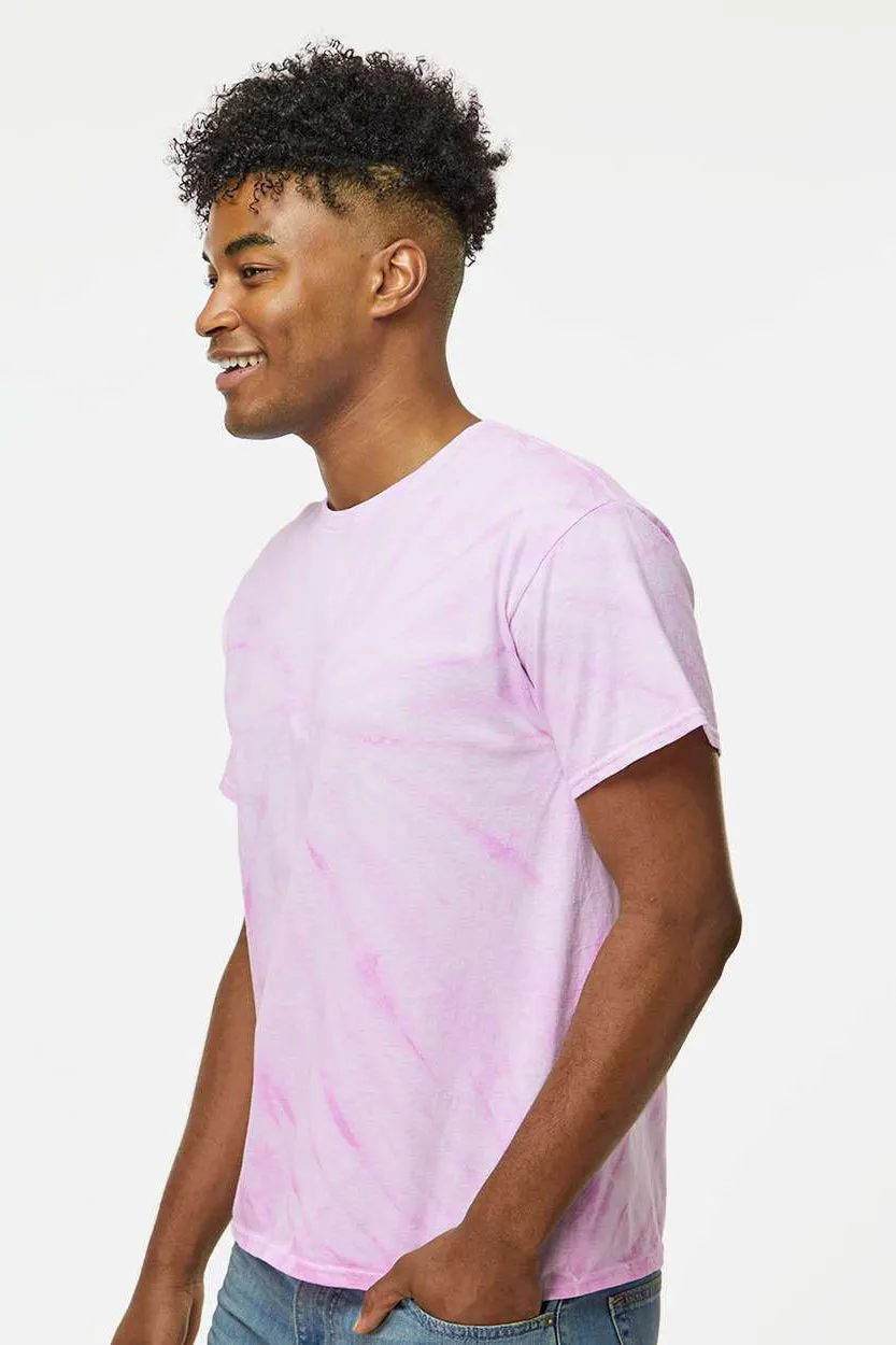 Dyenomite Mens Cyclone Pinwheel Tie Dyed Short Sleeve Crewneck T-Shirt - Lilac - Closeout