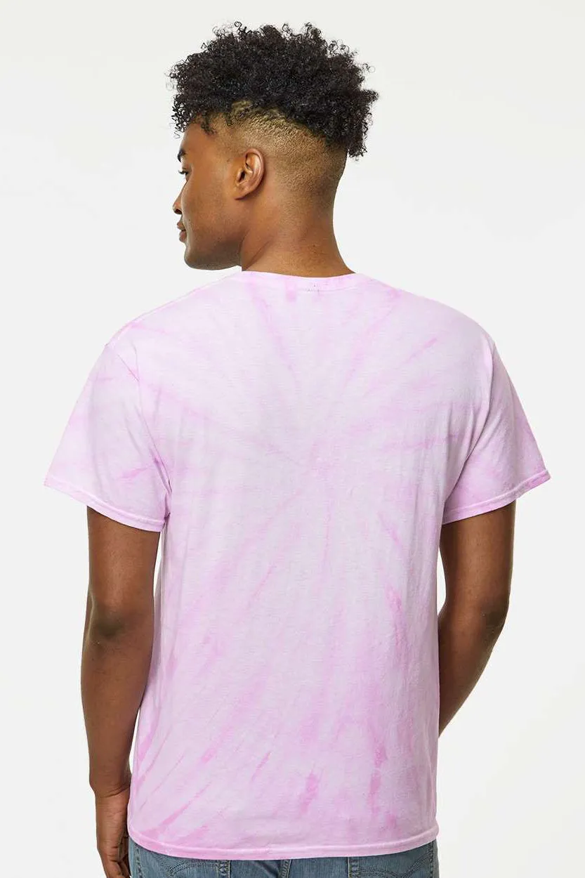 Dyenomite Mens Cyclone Pinwheel Tie Dyed Short Sleeve Crewneck T-Shirt - Lilac - Closeout