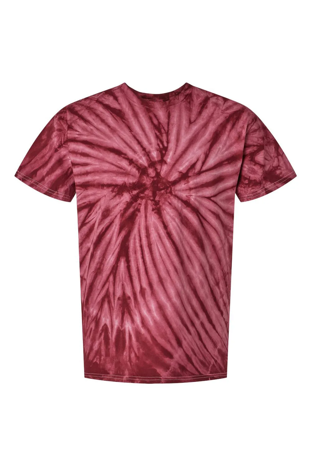 Dyenomite Mens Cyclone Pinwheel Tie Dyed Short Sleeve Crewneck T-Shirt - Maroon - Closeout