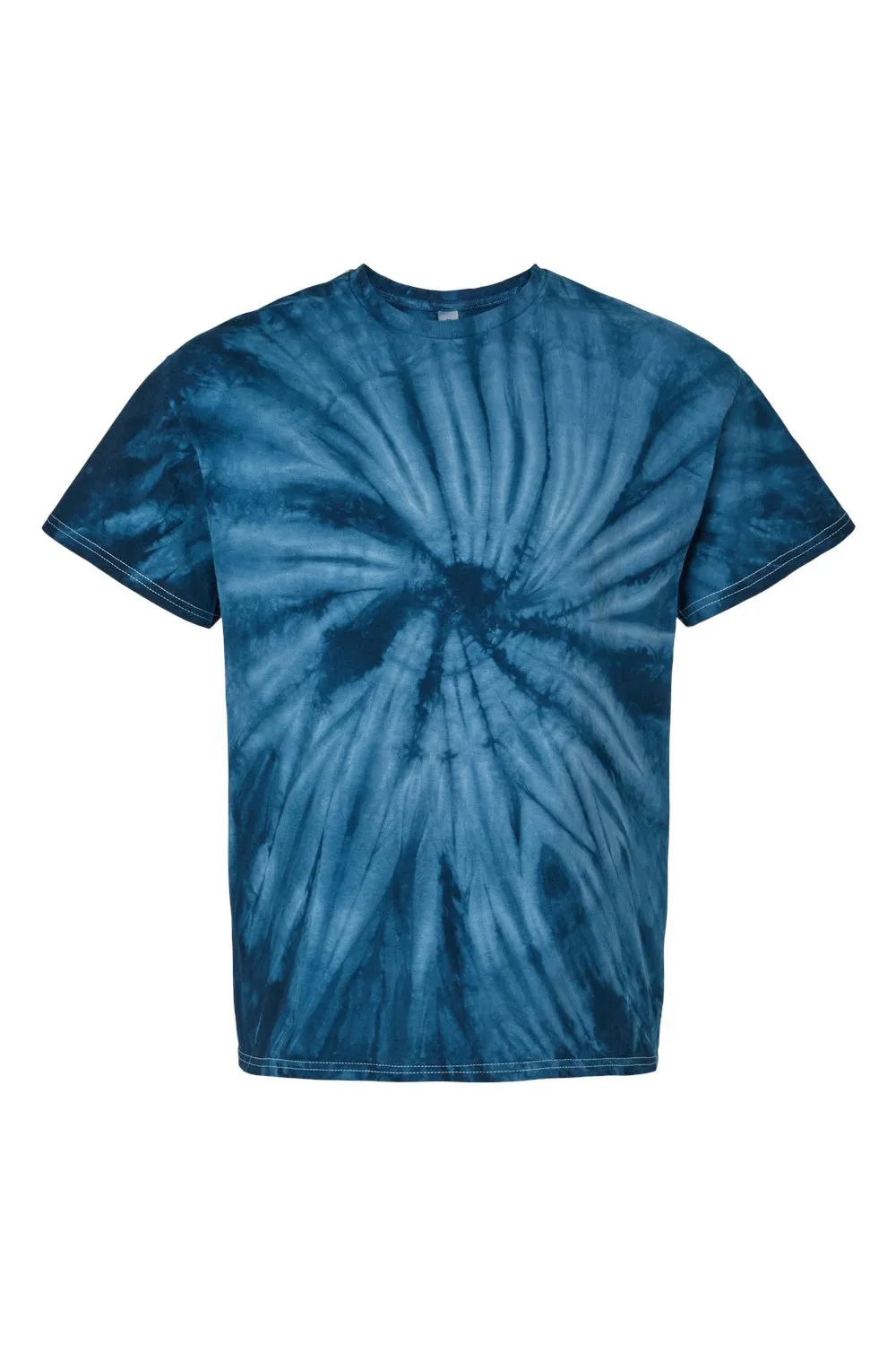 Dyenomite Mens Cyclone Pinwheel Tie Dyed Short Sleeve Crewneck T-Shirt - Navy Blue - Closeout