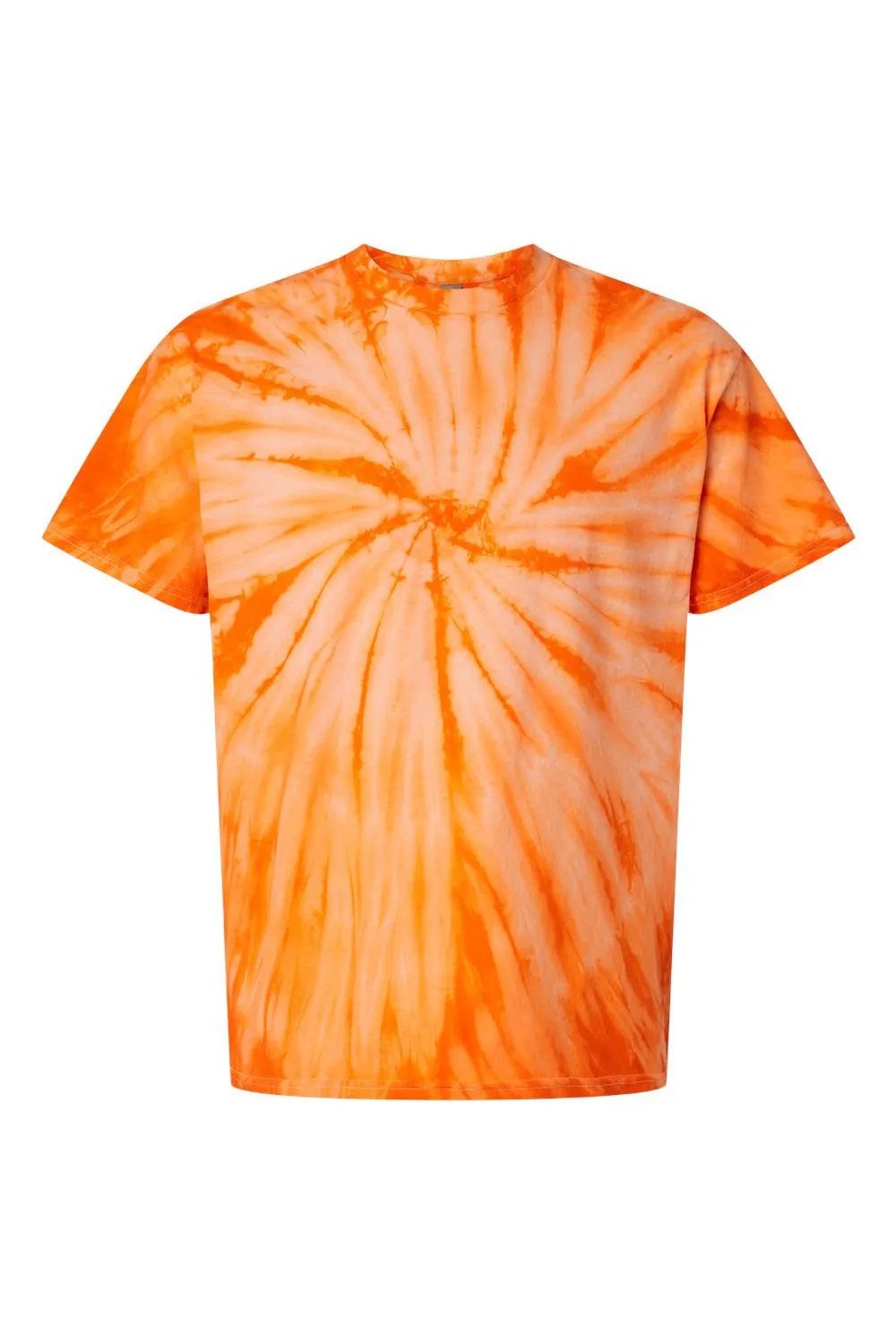 Dyenomite Mens Cyclone Pinwheel Tie Dyed Short Sleeve Crewneck T-Shirt - Orange - Closeout