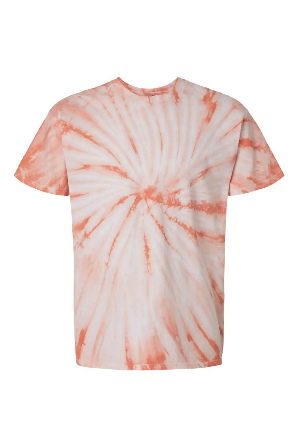 Dyenomite Mens Cyclone Pinwheel Tie Dyed Short Sleeve Crewneck T-Shirt - Peach - Closeout