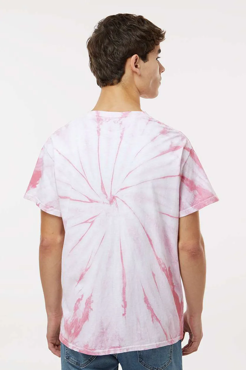 Dyenomite Mens Cyclone Pinwheel Tie Dyed Short Sleeve Crewneck T-Shirt - Rose - Closeout
