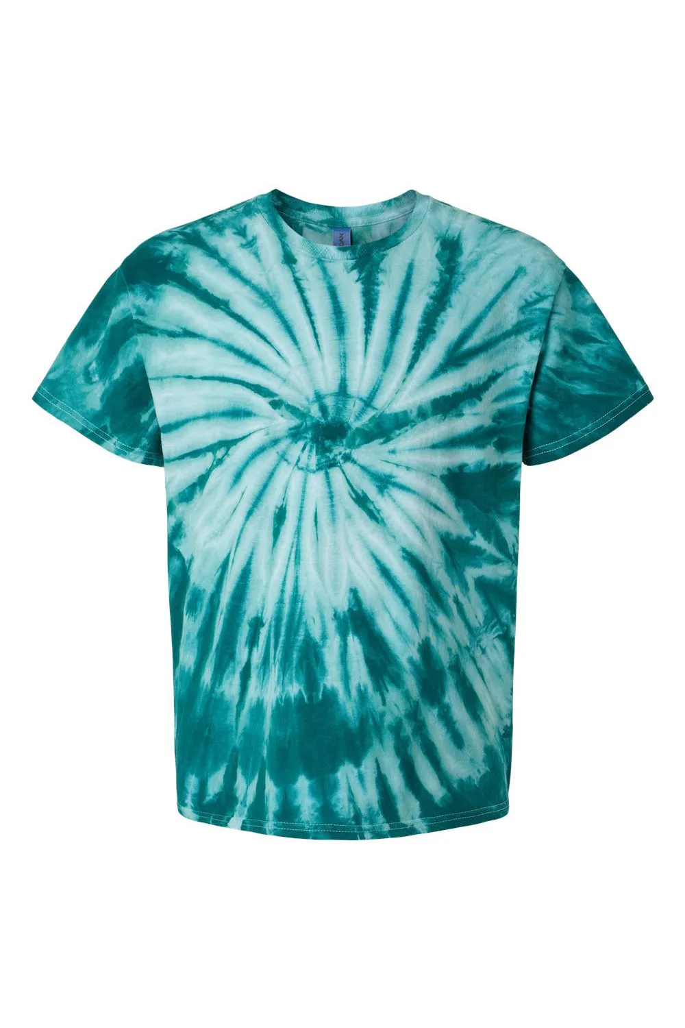 Dyenomite Mens Cyclone Pinwheel Tie Dyed Short Sleeve Crewneck T-Shirt - Teal - Closeout