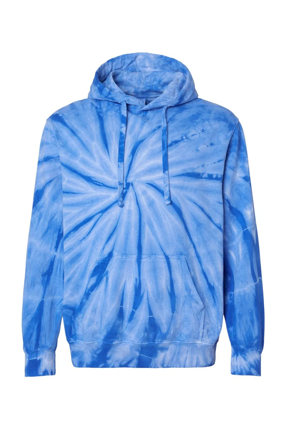 Dyenomite Mens Cyclone Tie Dyed Hooded Sweatshirt Hoodie w/ Pouch Pocket - Royal Blue