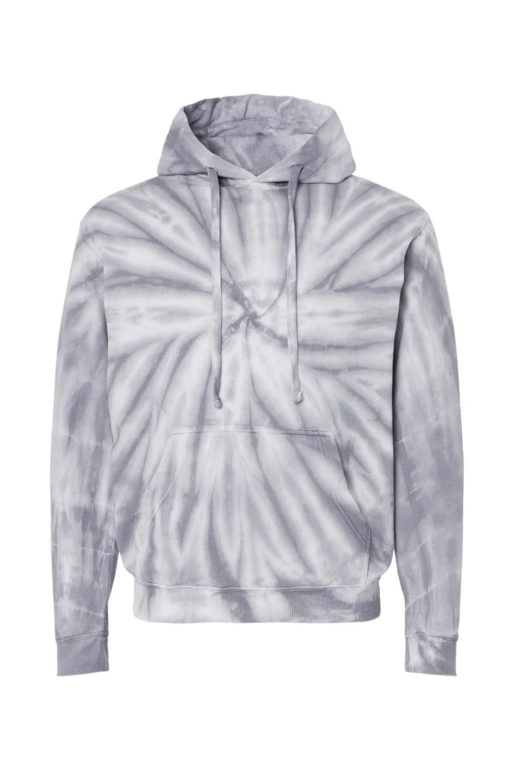 Dyenomite Mens Cyclone Tie Dyed Hooded Sweatshirt Hoodie w/ Pouch Pocket - Silver Grey - Closeout