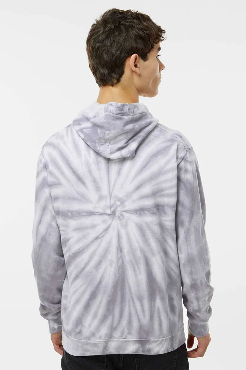Dyenomite Mens Cyclone Tie Dyed Hooded Sweatshirt Hoodie w/ Pouch Pocket - Silver Grey - Closeout