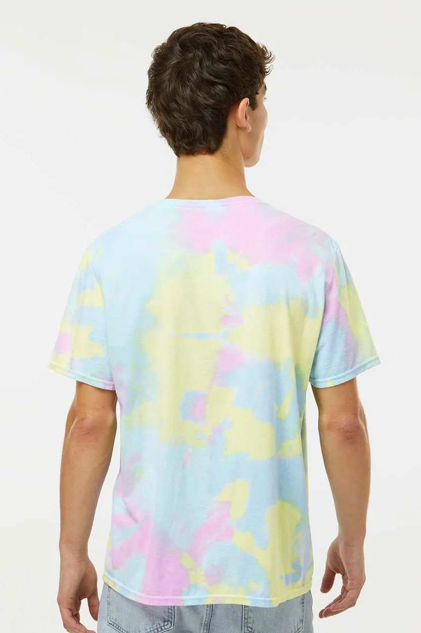 Dyenomite Mens Dream Tie Dyed Short Sleeve Crewneck T-Shirt - Pastel Rainbow - Closeout