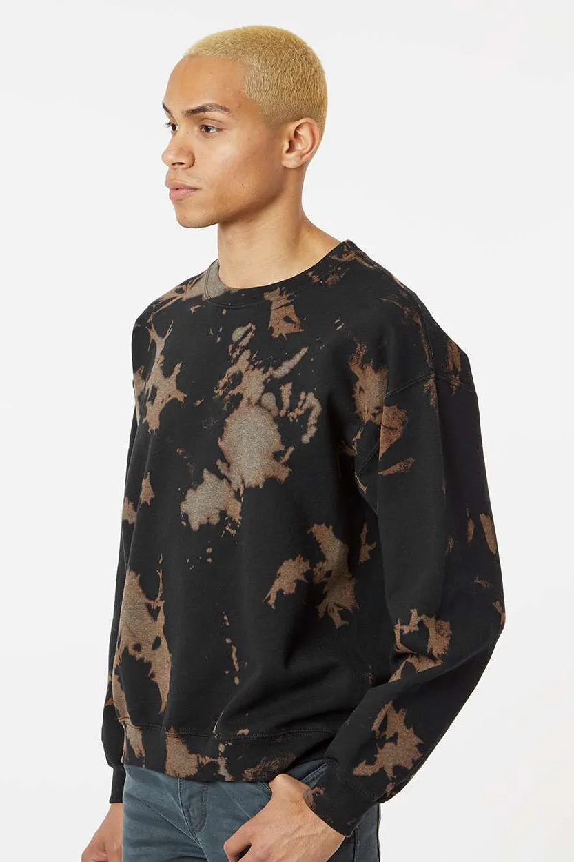 Dyenomite Mens Essential Fleece Bleach Wash Crewneck Sweatshirt - Gobi - Closeout