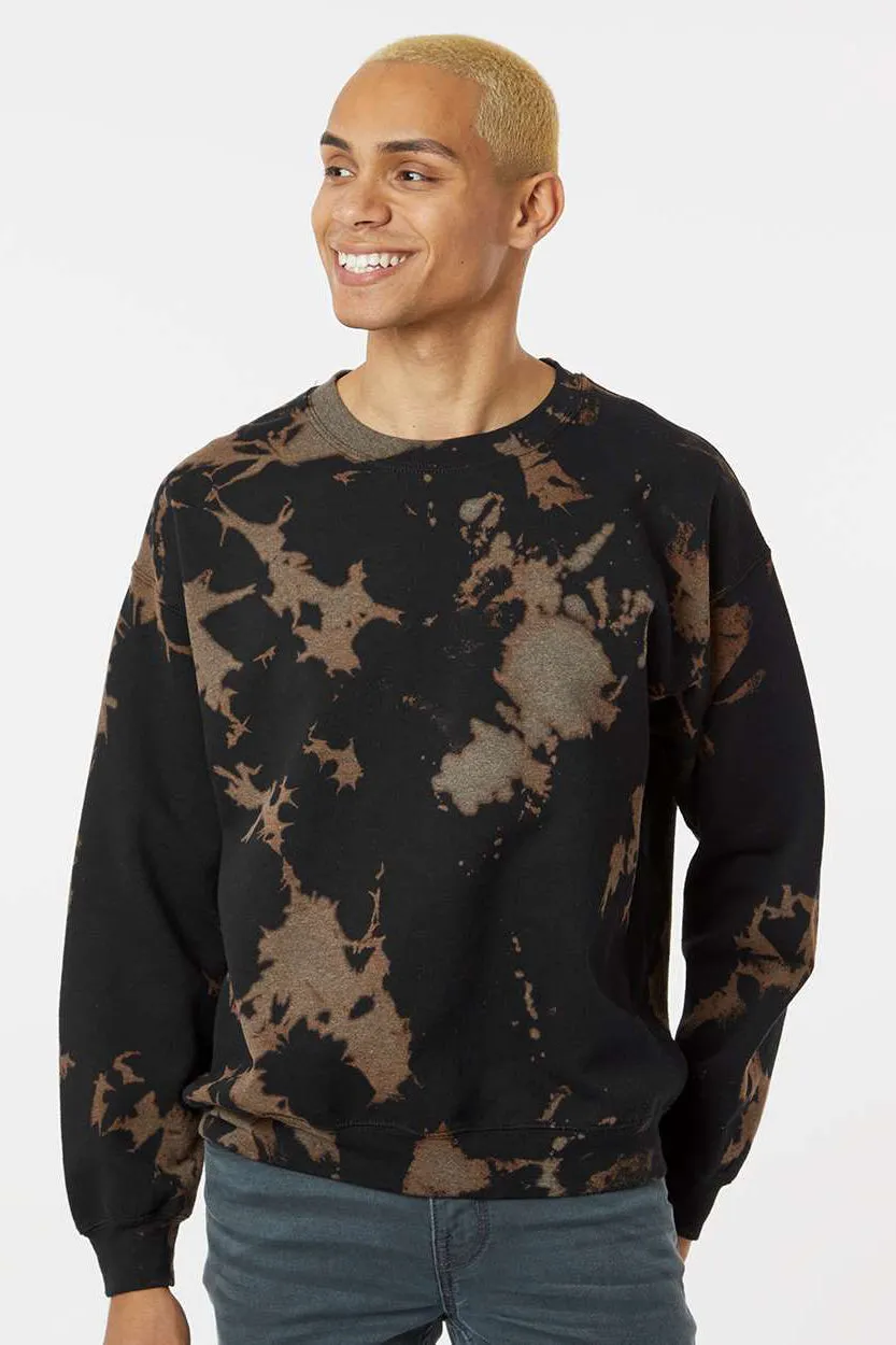 Dyenomite Mens Essential Fleece Bleach Wash Crewneck Sweatshirt - Gobi - Closeout