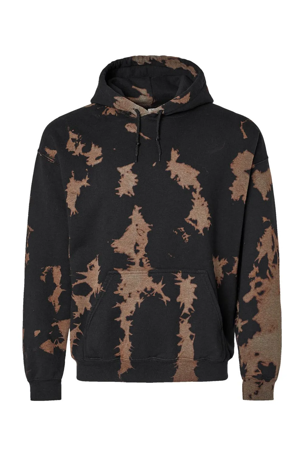 Dyenomite Mens Essential Fleece Bleach Wash Hooded Sweatshirt Hoodie w/ Pouch Pocket - Gobi - Closeout