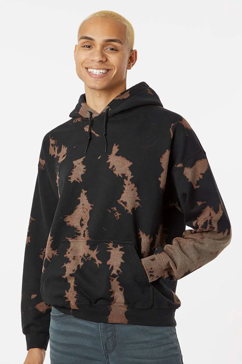 Dyenomite Mens Essential Fleece Bleach Wash Hooded Sweatshirt Hoodie w/ Pouch Pocket - Gobi - Closeout
