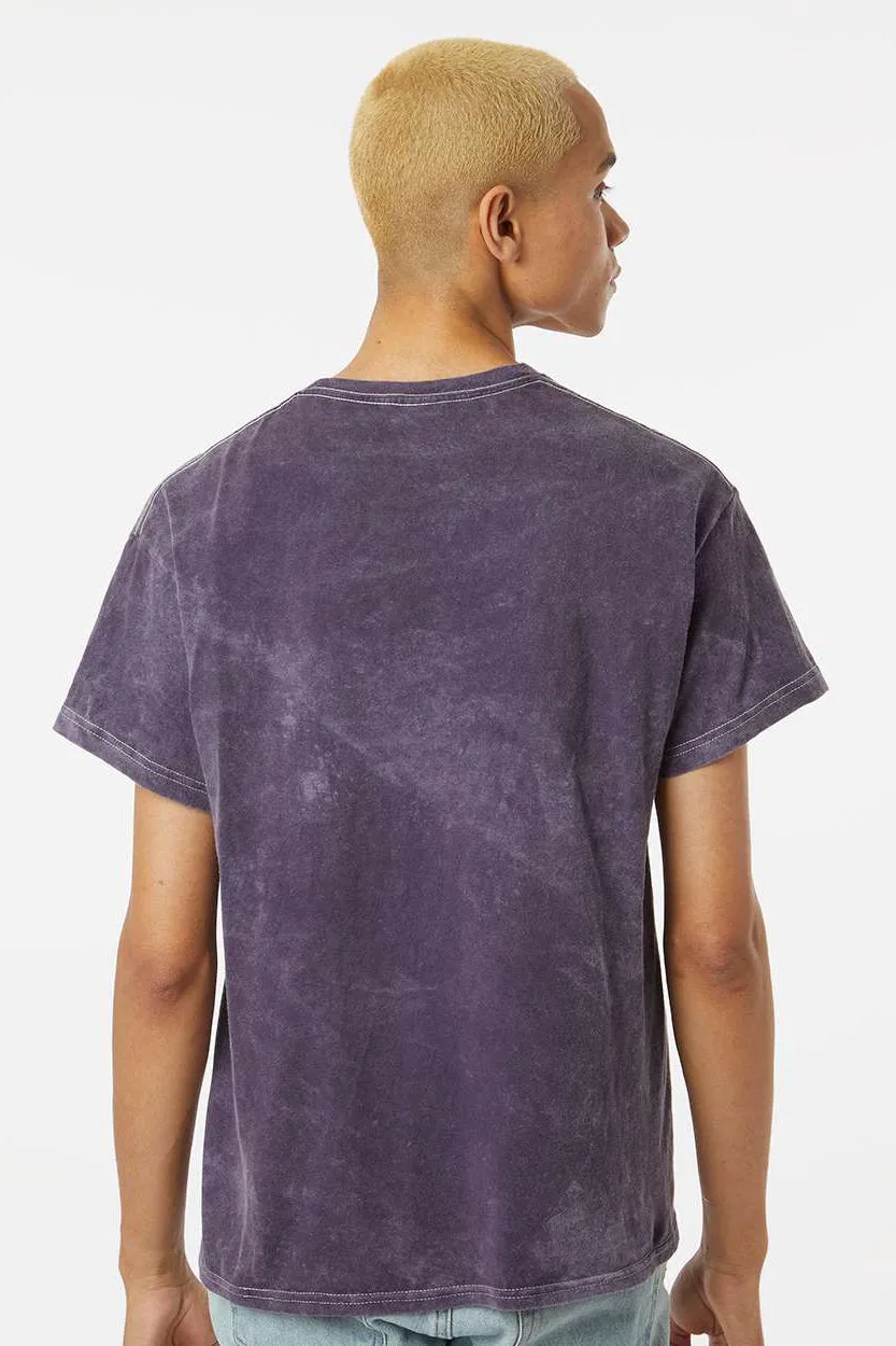 Dyenomite Mens Mineral Wash Short Sleeve Crewneck T-Shirt - Aubergine - Closeout