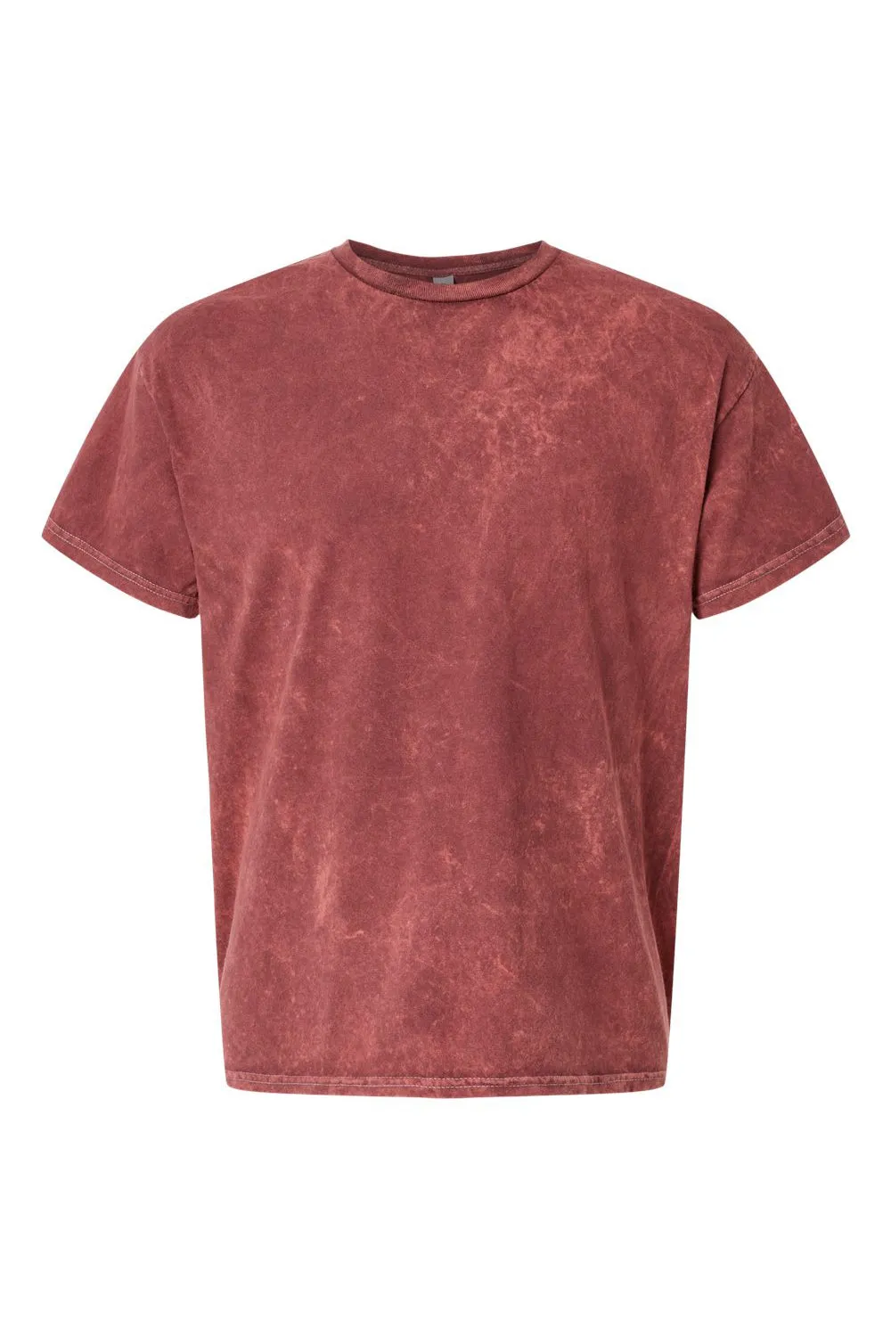 Dyenomite Mens Mineral Wash Short Sleeve Crewneck T-Shirt - Crimson Red - Closeout