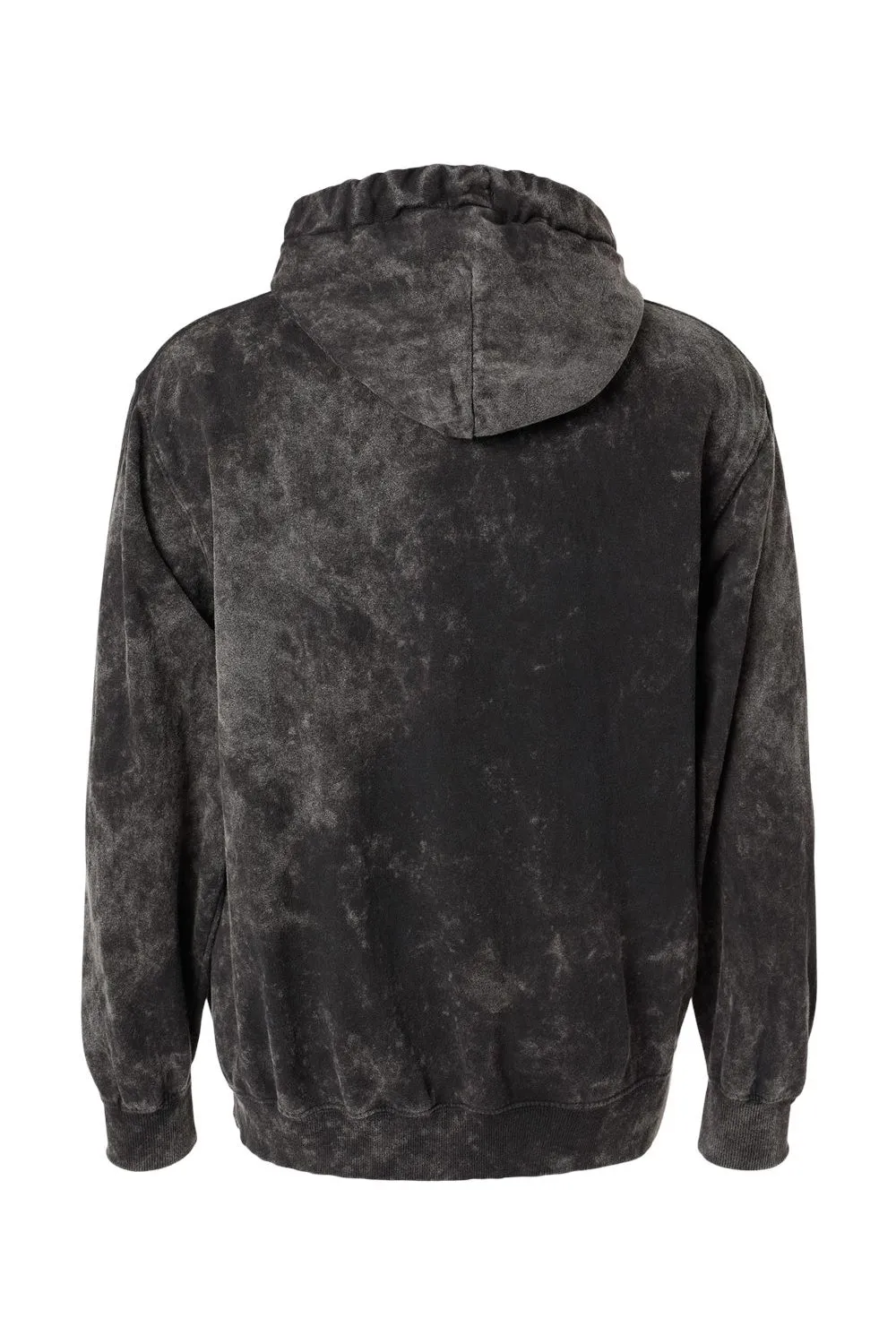 Dyenomite Mens Premium Fleece Mineral Wash Hooded Sweatshirt Hoodie w/ Pouch Pocket - Black Mineral Wash - Closeout