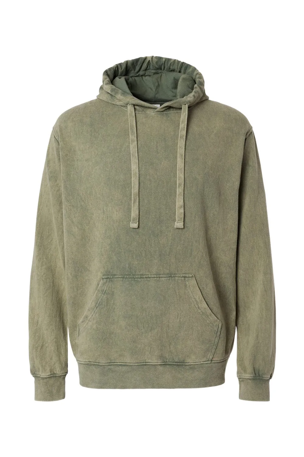 Dyenomite Mens Premium Fleece Mineral Wash Hooded Sweatshirt Hoodie w/ Pouch Pocket - Kale Green - Closeout