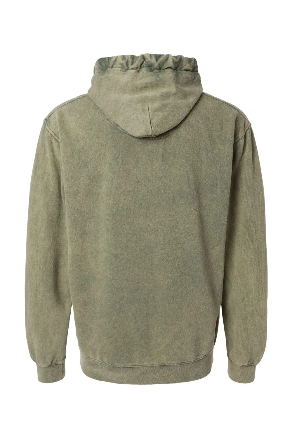 Dyenomite Mens Premium Fleece Mineral Wash Hooded Sweatshirt Hoodie w/ Pouch Pocket - Kale Green - Closeout