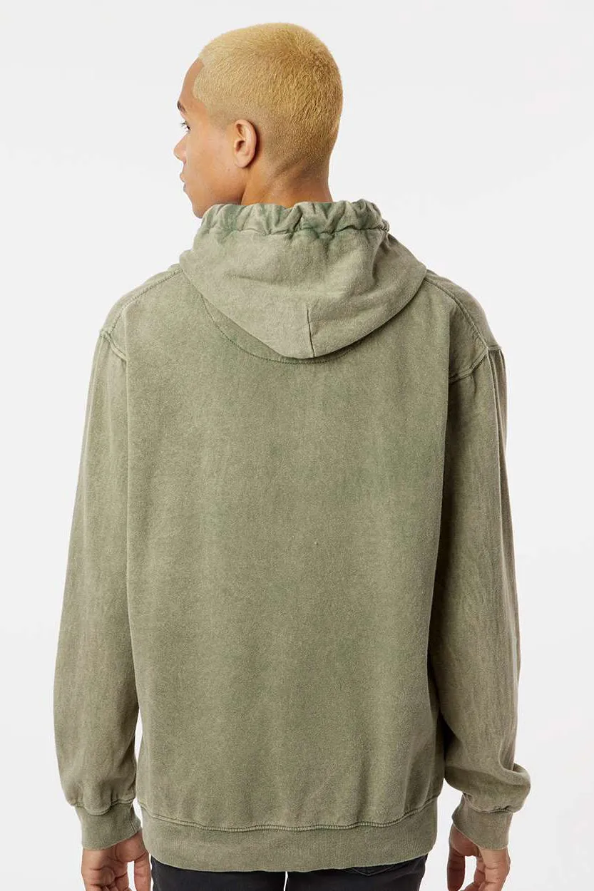 Dyenomite Mens Premium Fleece Mineral Wash Hooded Sweatshirt Hoodie w/ Pouch Pocket - Kale Green - Closeout
