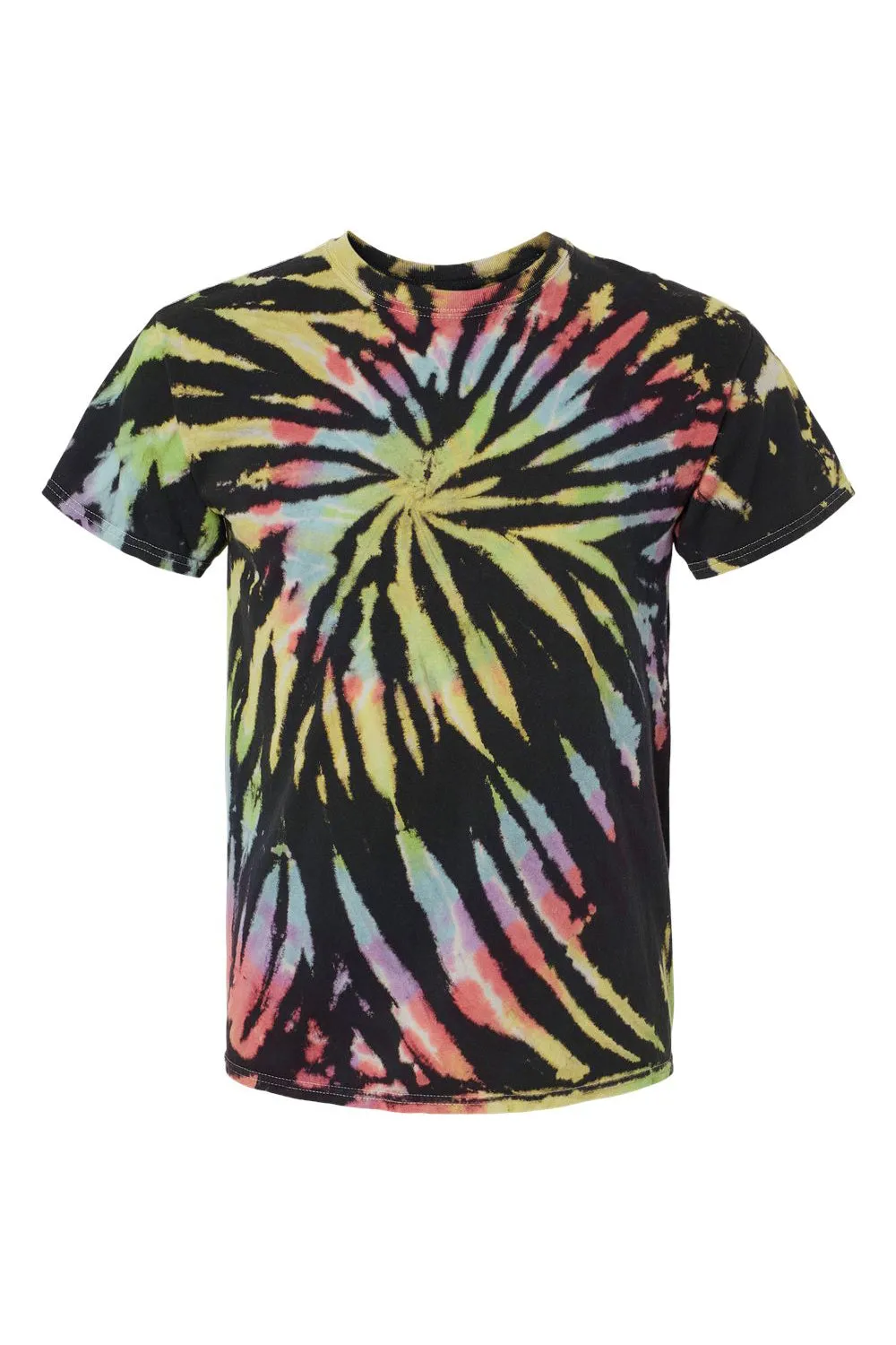 Dyenomite Mens Spiral Tie Dyed Short Sleeve Crewneck T-Shirt - Aurora - Closeout