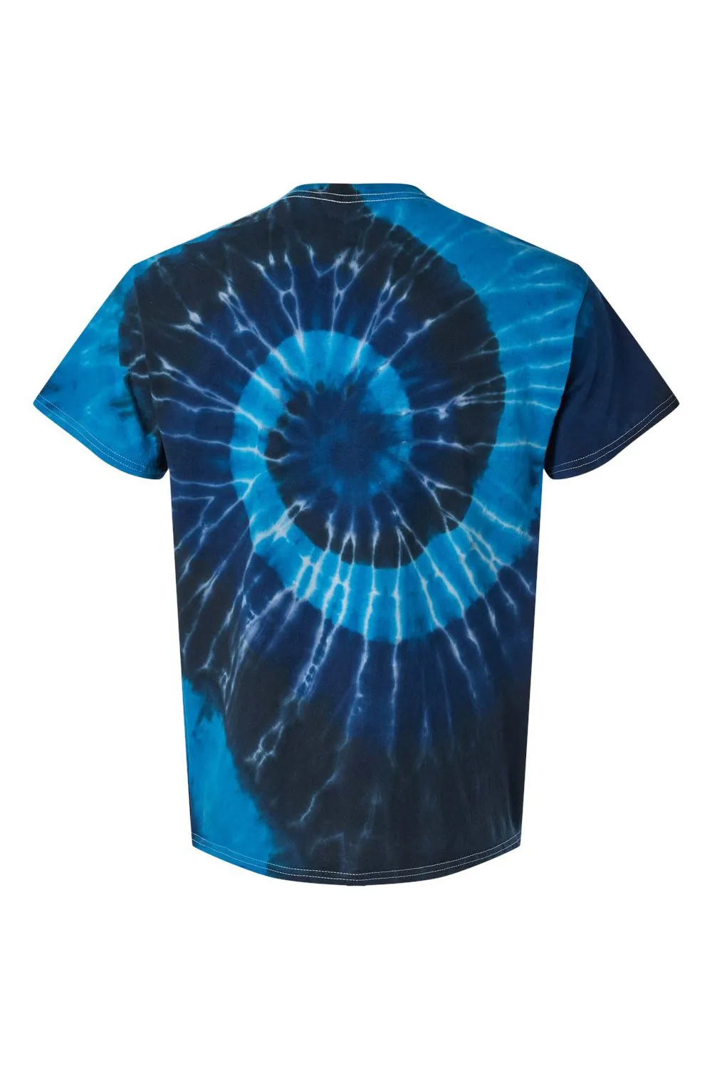 Dyenomite Mens Spiral Tie Dyed Short Sleeve Crewneck T-Shirt - Deep Sea - Closeout