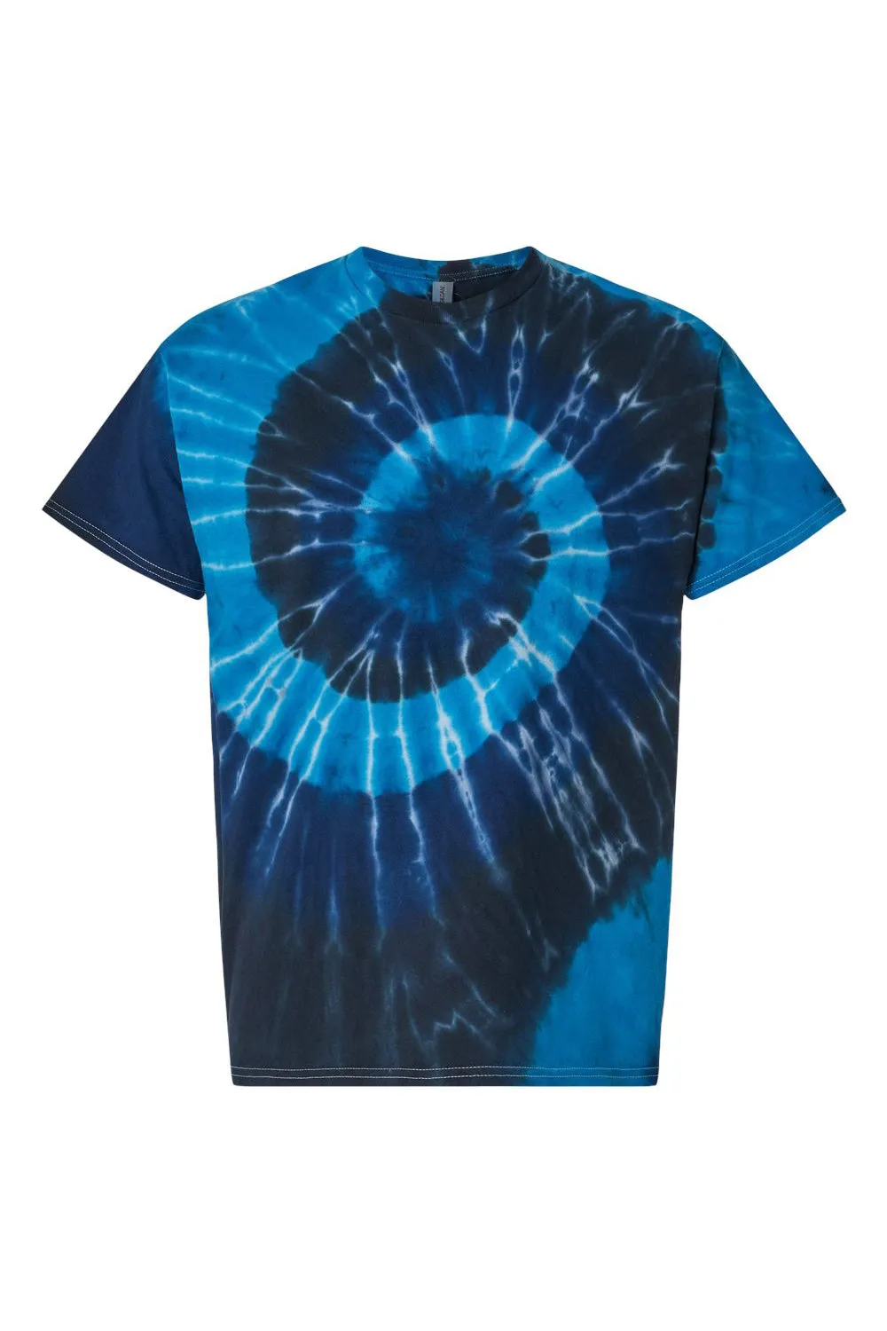 Dyenomite Mens Spiral Tie Dyed Short Sleeve Crewneck T-Shirt - Deep Sea - Closeout
