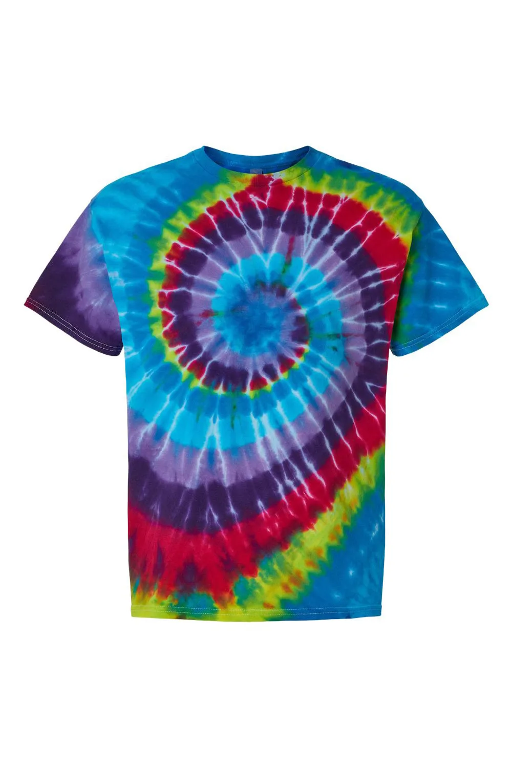 Dyenomite Mens Spiral Tie Dyed Short Sleeve Crewneck T-Shirt - Festival - Closeout